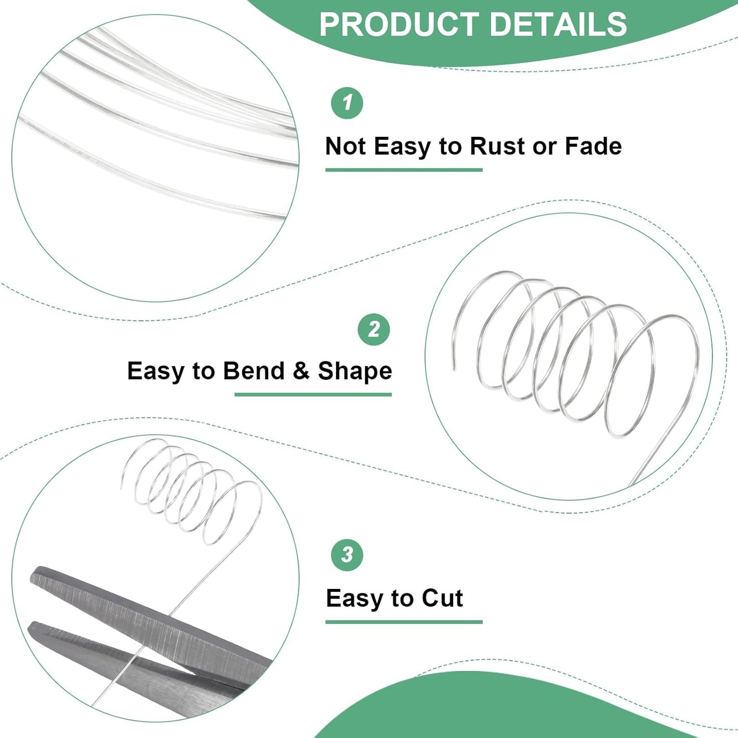 0.2 mm/32 Gauge Copper Wire for Jewelry Making, 82FT Copper Beading Craft Wire for Jewelry/Weaving/DIY Crafting/Planting, Color-Retaining [25M, Bright Silver]