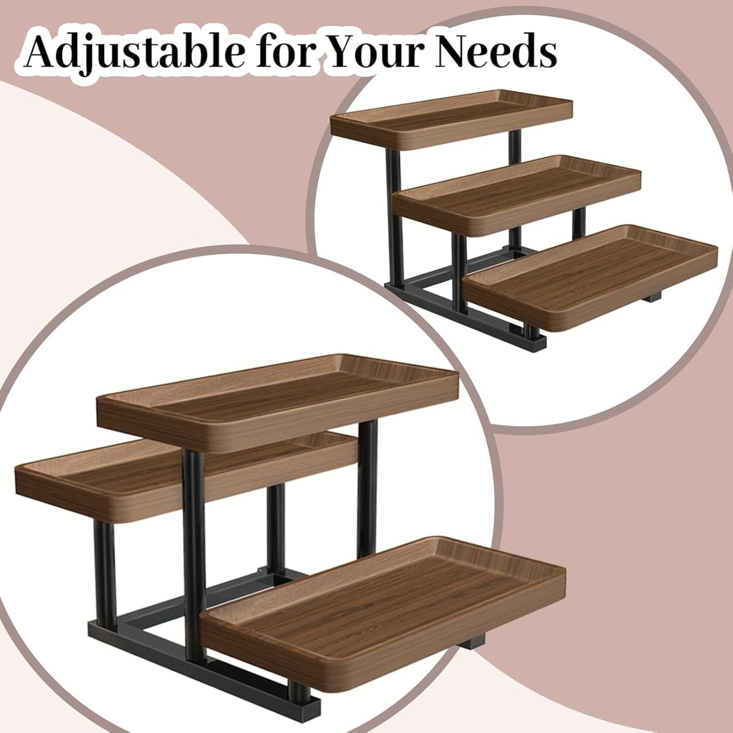 Serving Tray for Party, 3 Tier Cupcake Stand 15.7" Wooden Tiered Tray Stand Large Serving Platter for Serving Food Dessert Table Display Set Reusable Trays for Candy, Veggie, Fruit, Snack