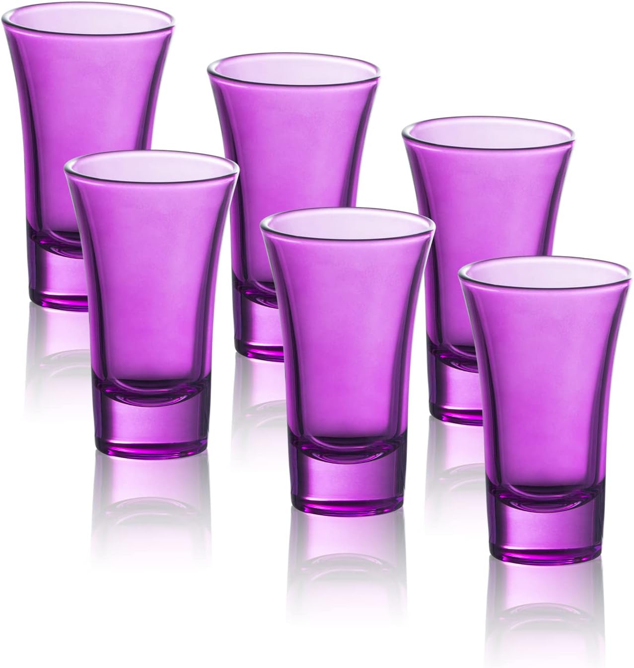 M&N HOME Purple Shot Glasses, 2 Oz Set of 6, Whiskey, Tequila, Cocktail, Round Glasses for Vodka, Spirits & Liquors