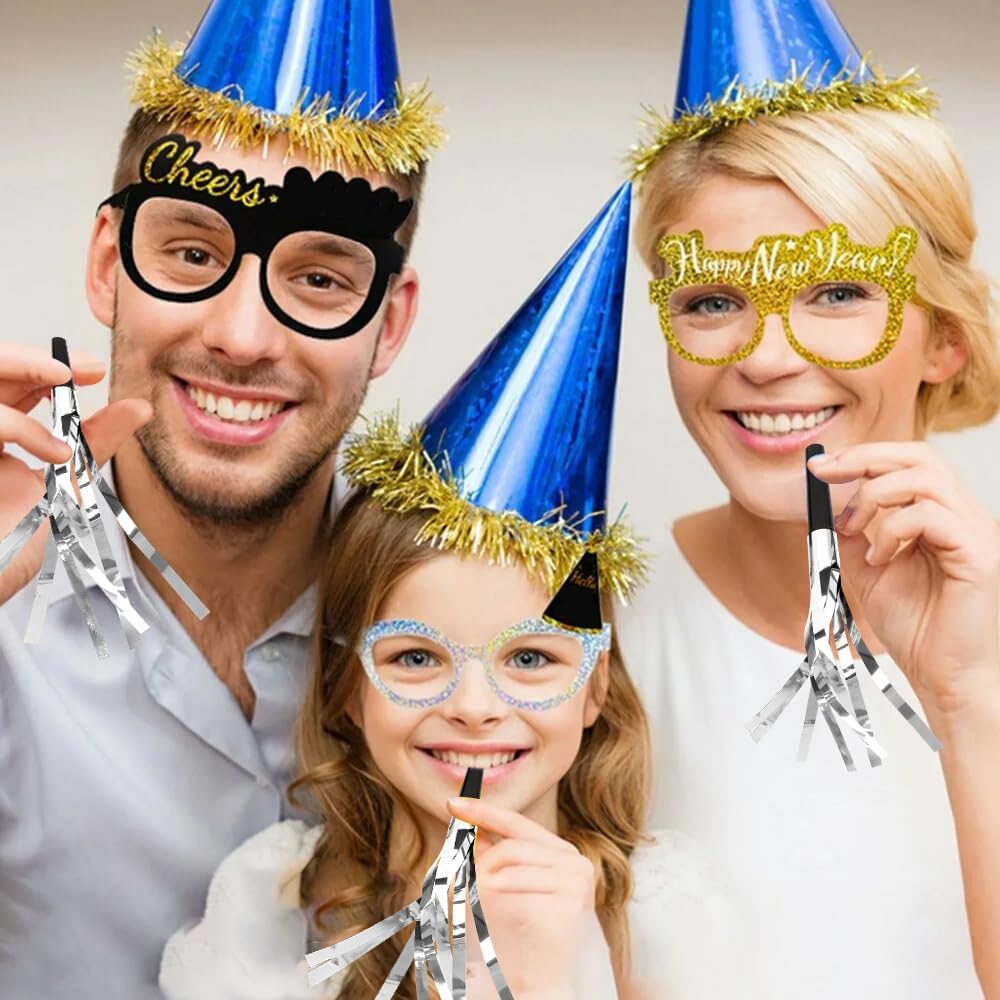 Silver Noise Makers Party Favors 24 PCS Party Blowers Noisemakers for Sporting Events Party Horns Party Whistles Nye Party Favors Adult Party Favors New Years Noise Makers Graduation Party Favors