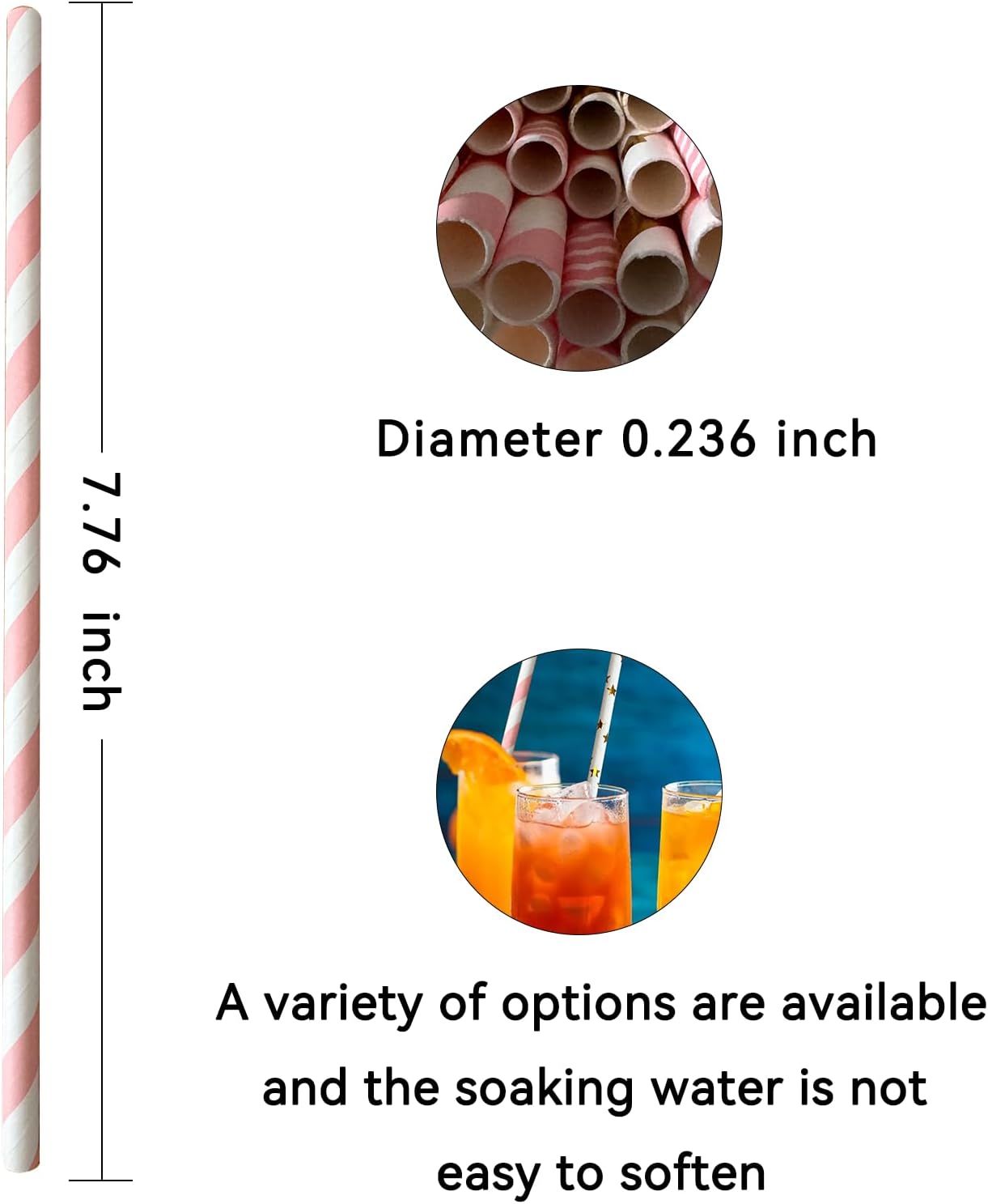 YAOSHENG [100 Pack] Pink & Gold Paper Straws Disposable, 100% Biodegradable Multi-Pattern Party Straws For Birthday, Wedding and Holiday Decoration (pink gold)