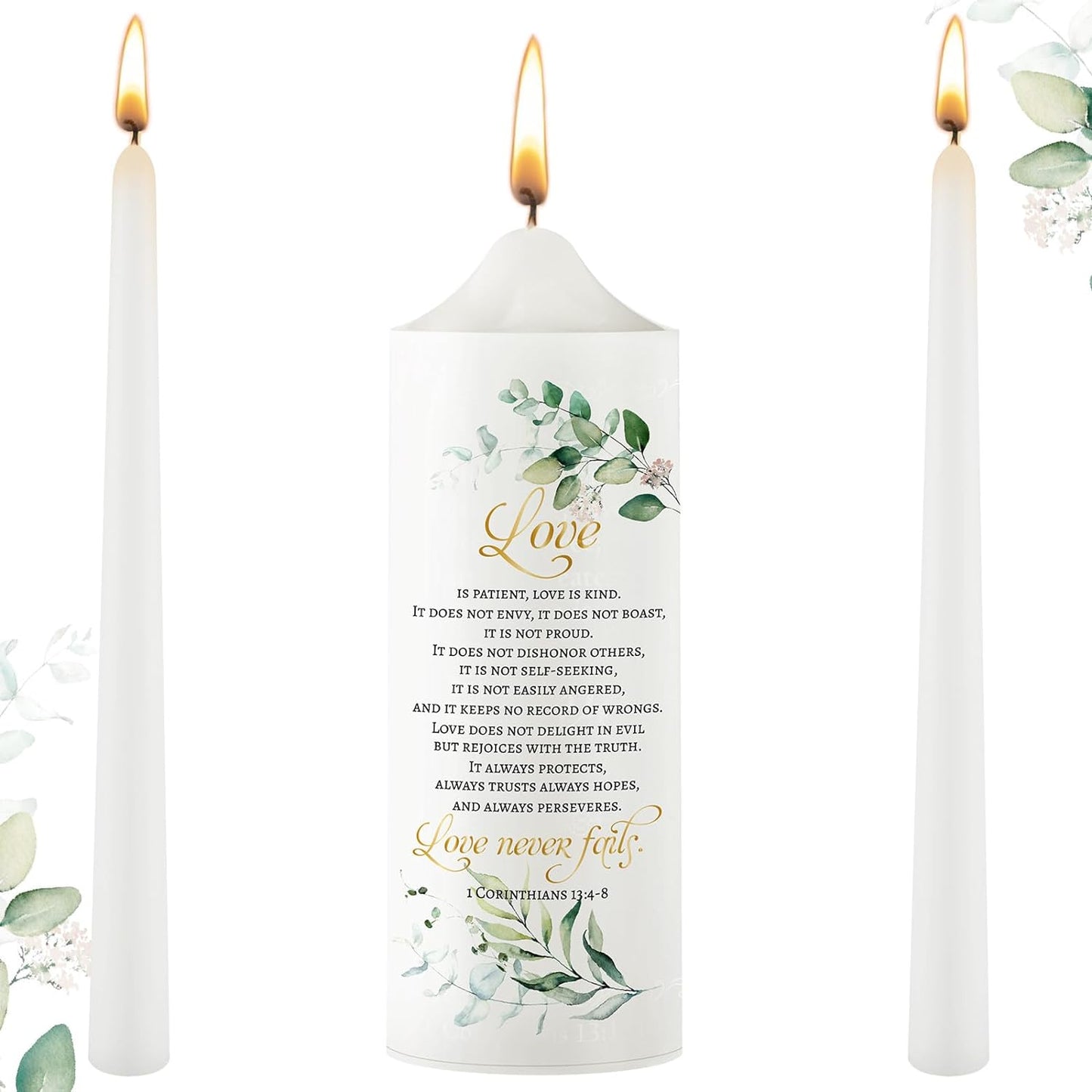 Frienda Unity Candles for Wedding Ceremony Set Wedding Unity Taper Candles Catholic Religious Ceremony Accessories(Leaf Style)