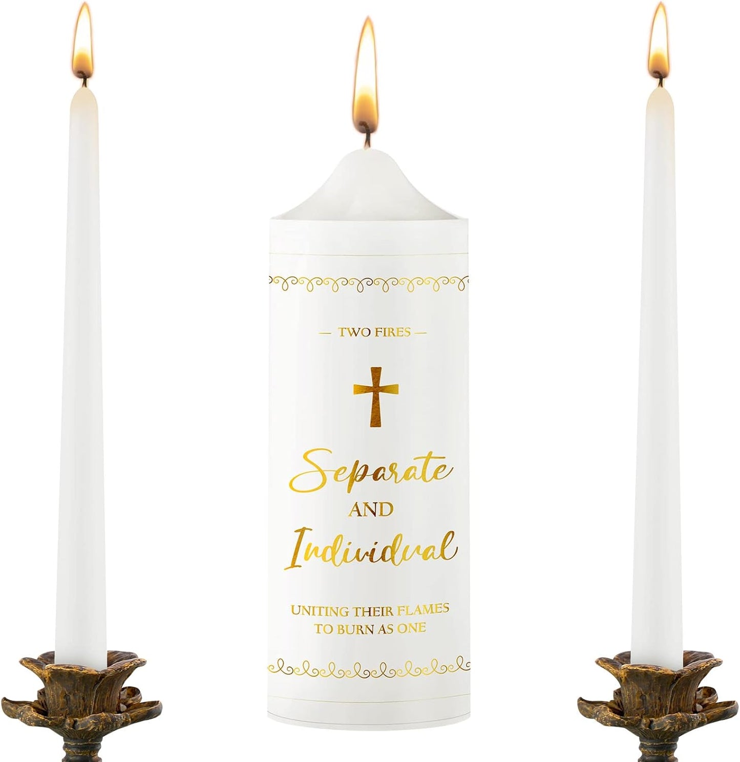 Frienda Unity Candles for Wedding Ceremony Set Wedding Unity Taper Candles Catholic Religious Ceremony Accessories(Vintage Style)