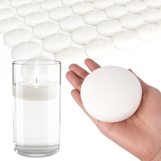72 Floating Candles, Smoke-Free and odorless, Burning continuously for 8-10 Hours, White, 3-inch Floating Candles, Suitable for Valentine's Day, Weddings, Holidays, Home Decoration