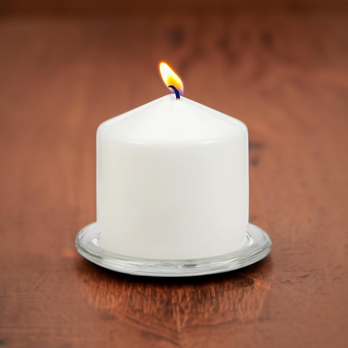 WGV Tea Light Votive Candle Holder Plate 4" W, Clear Flat Plate Glass, Small Home Accent Decor, 6 Pc