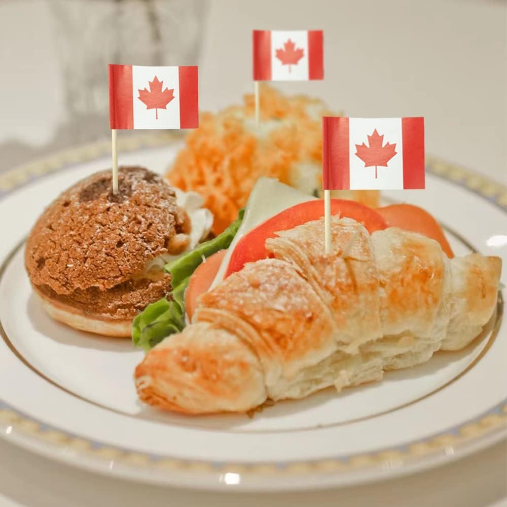 Canada Flag Canadian Flag, Small Mini Canada Toothpick Flags for Food, Cupcakes, Cocktails, Appetizers, Bar Party Decorations