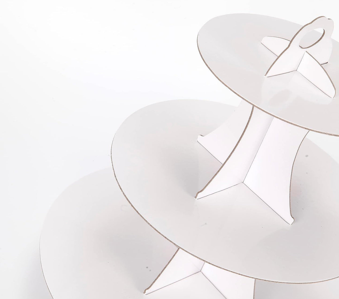 2Pcs 3-Tier Cupcake Stand, Cake Stand holder, Tiered DIY Cupcake Stand Tower for Dessert Table Displays, Birthday Theme Party Favors Decoration, Floral Tea Party, 12" W x 12.8" H, White