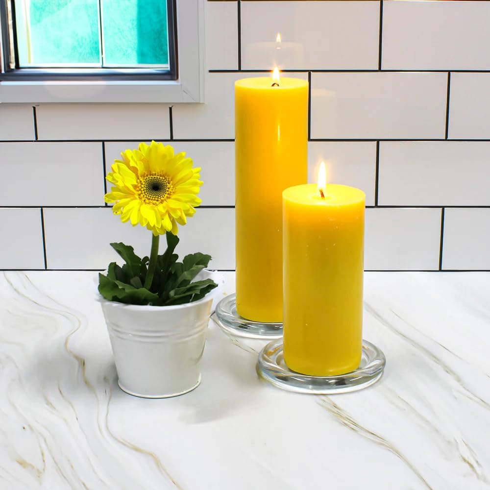 WGV Tea Light Votive Candle Holder Plate 4" W, Clear Flat Plate Glass, Small Home Accent Decor, 6 Pc