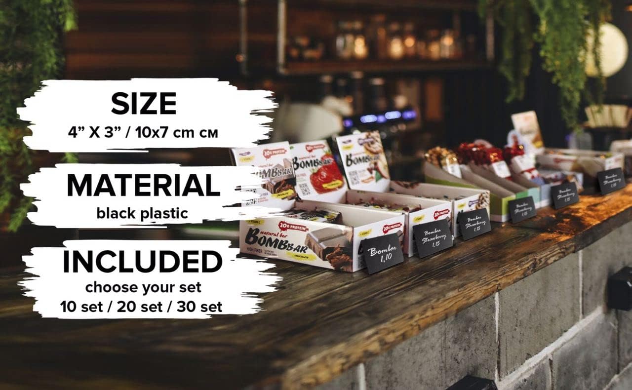 10 Pack Mini Chalkboard Signs 3x4 inch – Erasable Food Signs for Buffet - Catering - Bakeries & Parties - Small Black Chalkboard Labels - Tabletop Displays & Wedding Chalk Board Name Plates