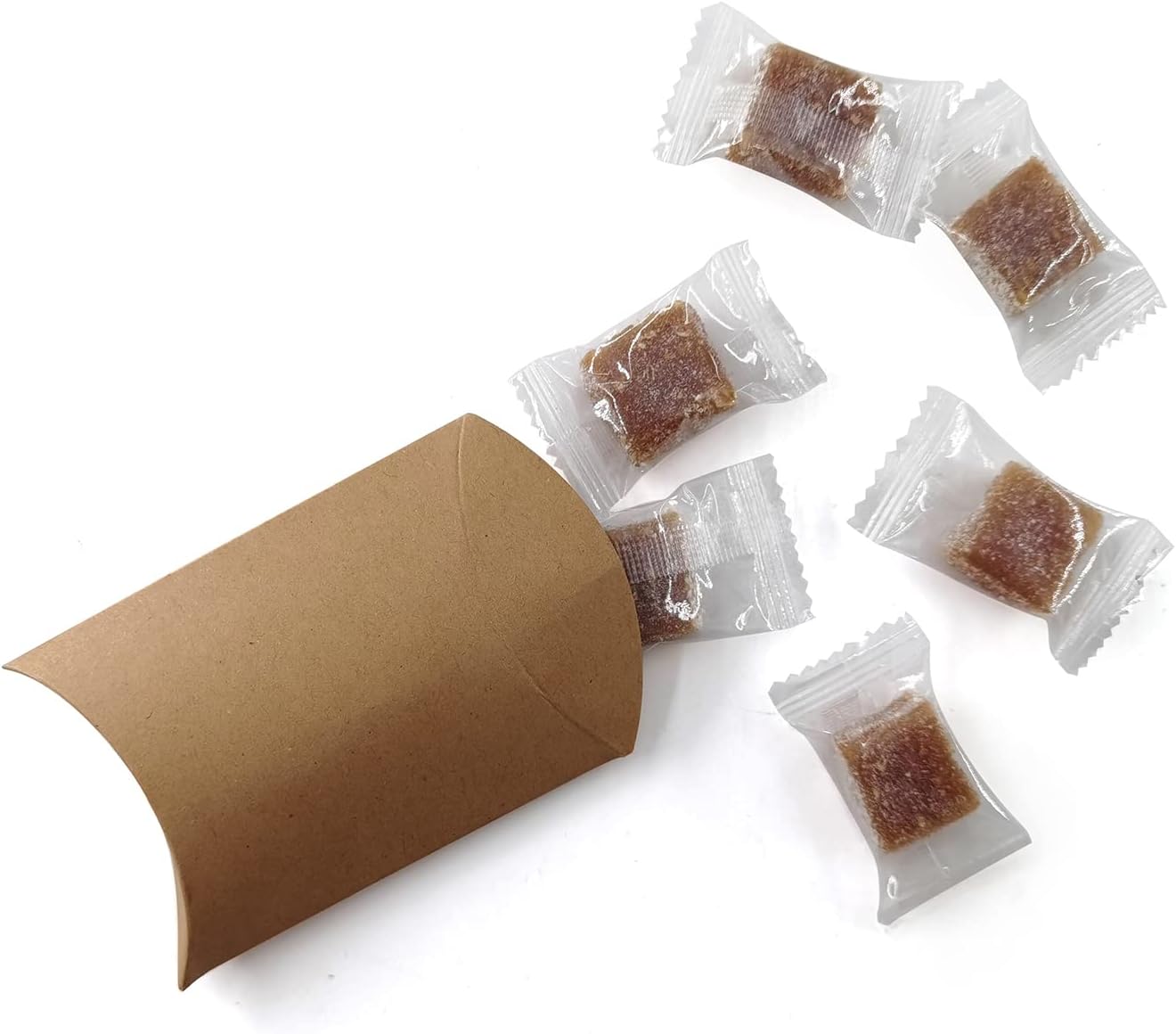 Kraft Paper Pillow Candy Box, Foldable Gift Box with Jute Rope for Weddings, Parties, Birthdays, Holidays, 60 Pcs