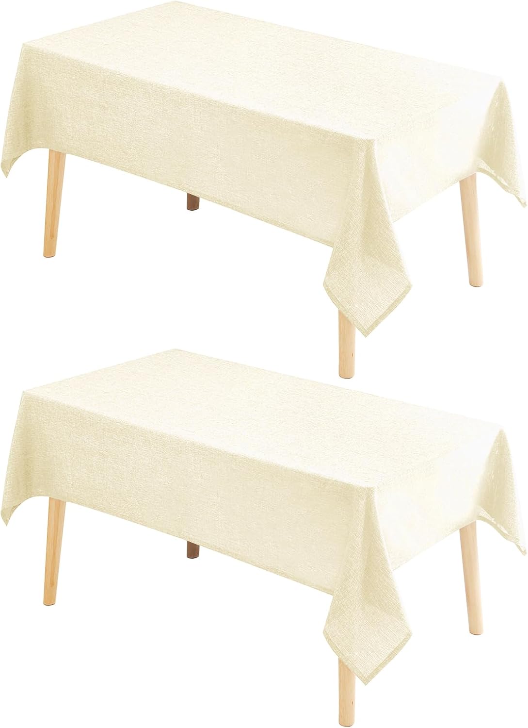 Hiasan 2 Pack Faux Linen Rectangle Tablecloth - Wrinkle and Stain Resistant Washable Table Cloth for Kitchen Dining Room Holiday Table Cover for Party Dinner, Champagne, 54 x 120 Inch