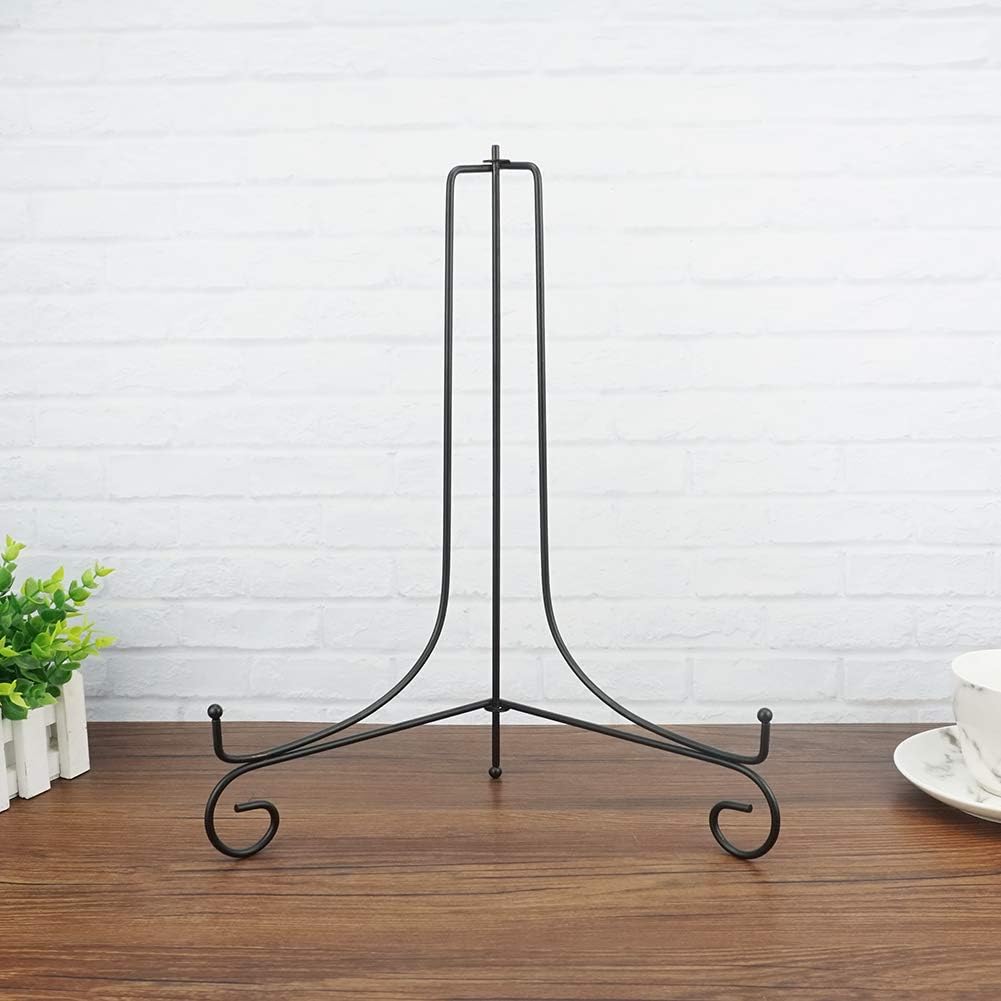 (2 pack)Iron Display Stand Large Black Iron Easel Plate Display Photo Holder Stand, Displays Picture Frames,Decorative Plates, Tablets and Art 15 Inch