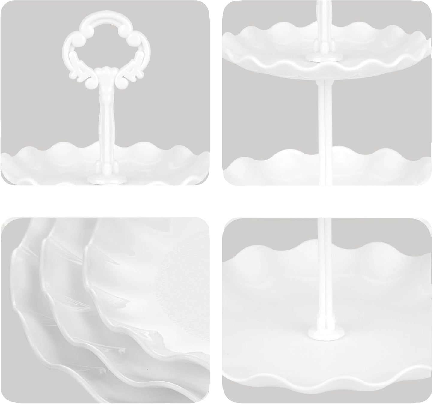 NWK 5 Piece Dessert Table Display Set with 2xLarge 3-Tier Cake Stand/Cupcake Stands, 3X Appetizer Trays Perfect for Wedding Birthday Baby Shower Tea Party