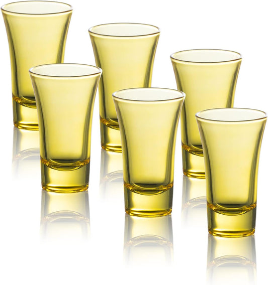 M&N HOME Yellow Shot Glass Set, 2 Oz Set of 6 Colored Shot Glasses, Whiskey Glasses, Tequila Shot Glasses, Cocktail Glasses, Shot Glasses for Vodka, Spirits & Liquors, Shot Glass Gifts (Yellow Set)