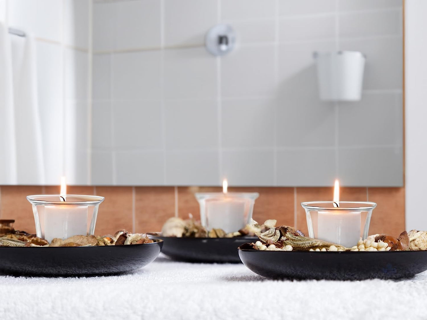 WGV Flare Lip Cylinder Tea Light Votive Candle Holder 2.4" W x 1.75" H, Clear Oyster Glass Cup, Small Accent Decor, 24 Pieces