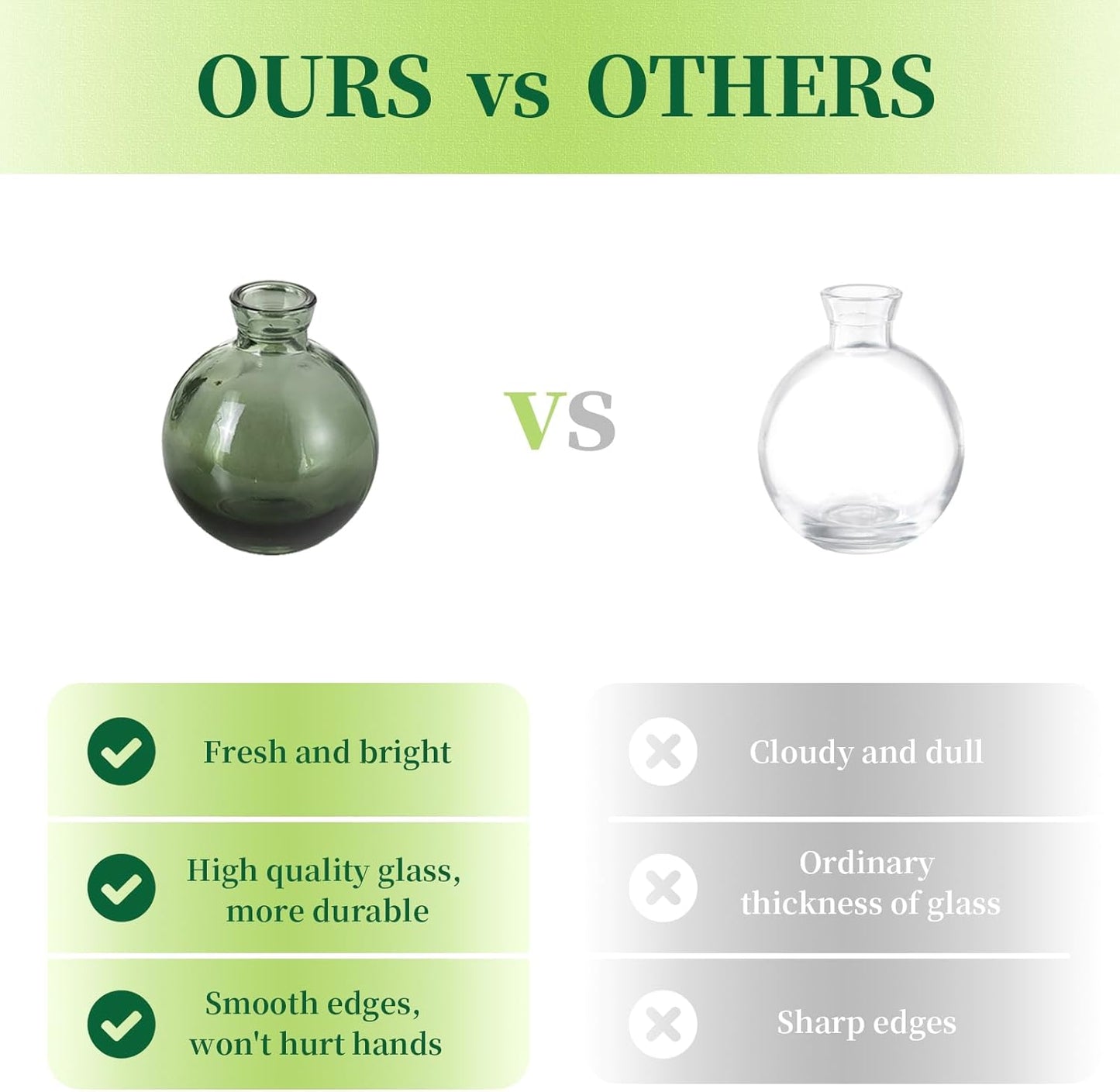 Hewory Glass Bud Vases for Centerpieces: Set of 12 Cute Green Small Vases Handmade, Mini Flower Vase for Floral Arrangement, Tiny Decorations for Home Office Wedding Reception Party Events Table Decor