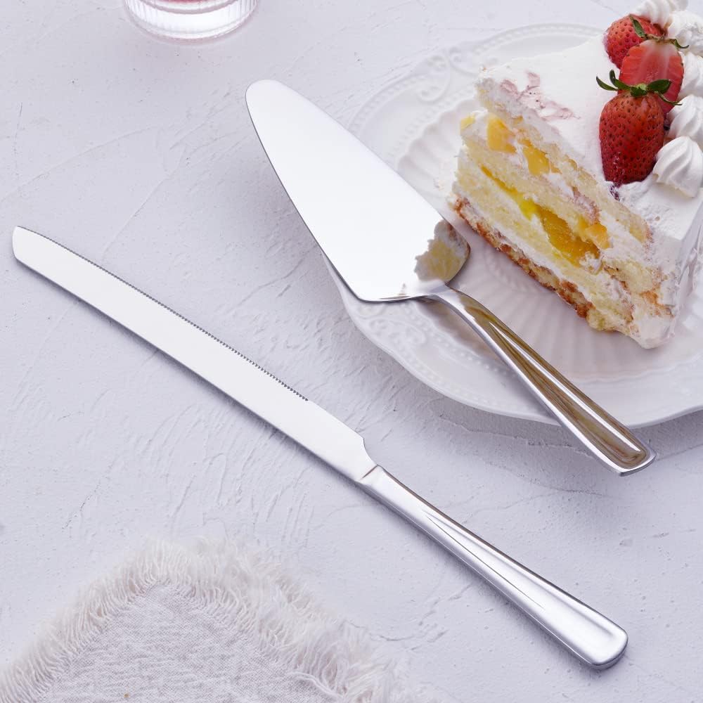 GoGeiLi Cake Knife and Server Set, Stainless Steel Cake Cutter Set for Wedding, Birthday, Parties