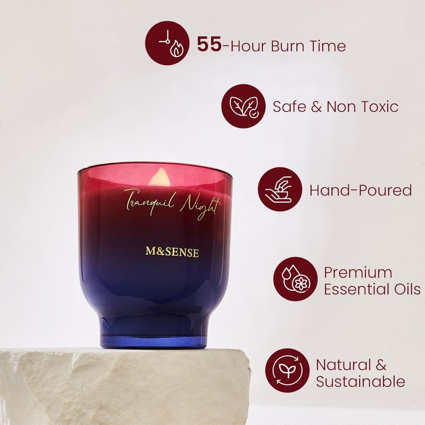 M&SENSE 9.88oz Natural Soy Wax Jar Candle with Wooden Wick | Midsummer Night Scent | 55-Hour Burn & Long-Lasting Burn | Housewarming Gift for Men and Women