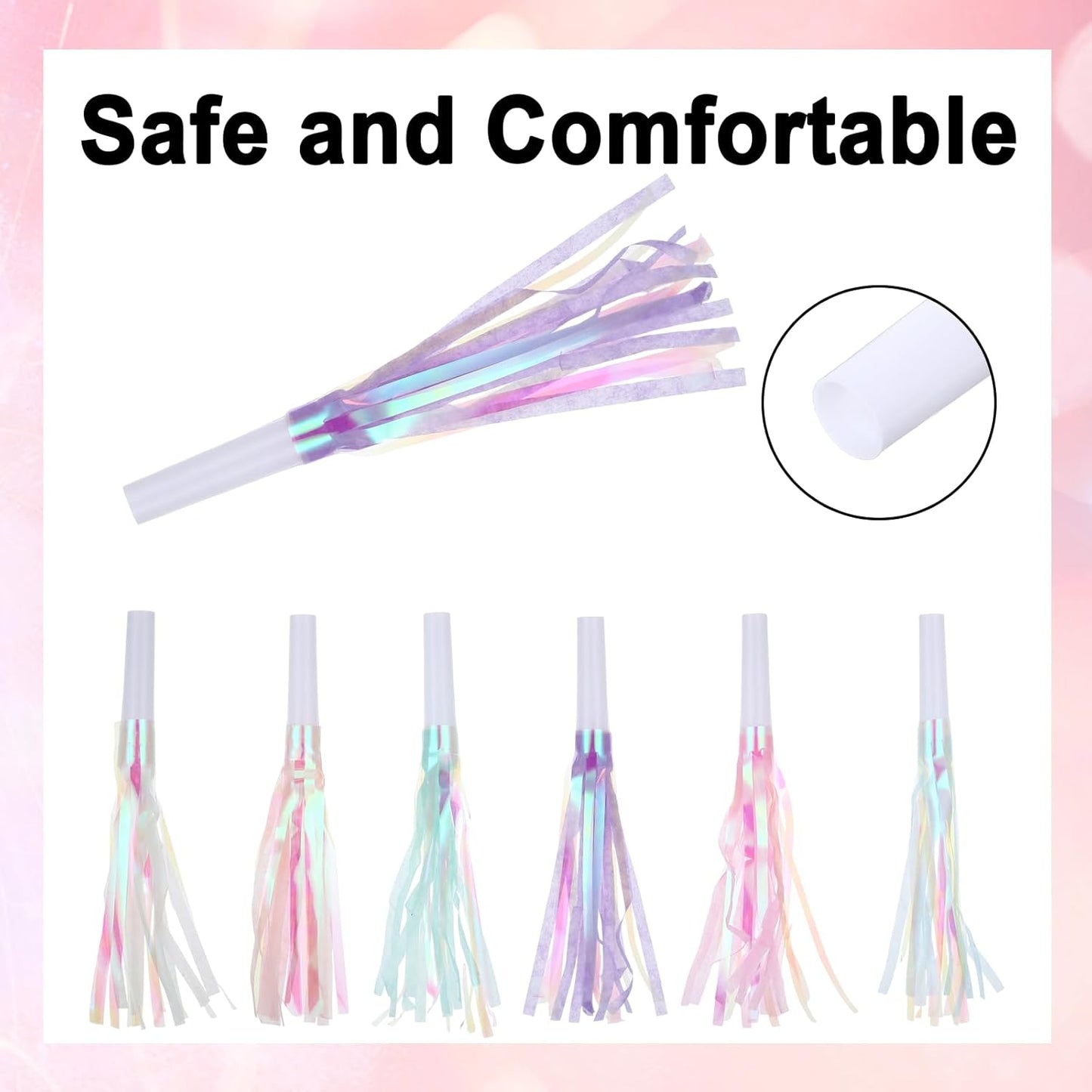 24 Pcs Mermaid Party Blowers, Glitter Fringed Noise Makers, Blow Horns for Mermaid Birsthday Favor Decorations, Celebrations, Graduation Events, Sporting Gatherings and More