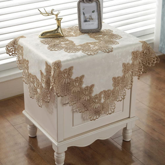 vctops Damask Lace Patchwork Tablecloth Luxury Square Small Table Cover Elegant Floral Embroidered Lace Table Cloth for Party Kitchen Dinning Picnic Decoration (Type B,22"x22")