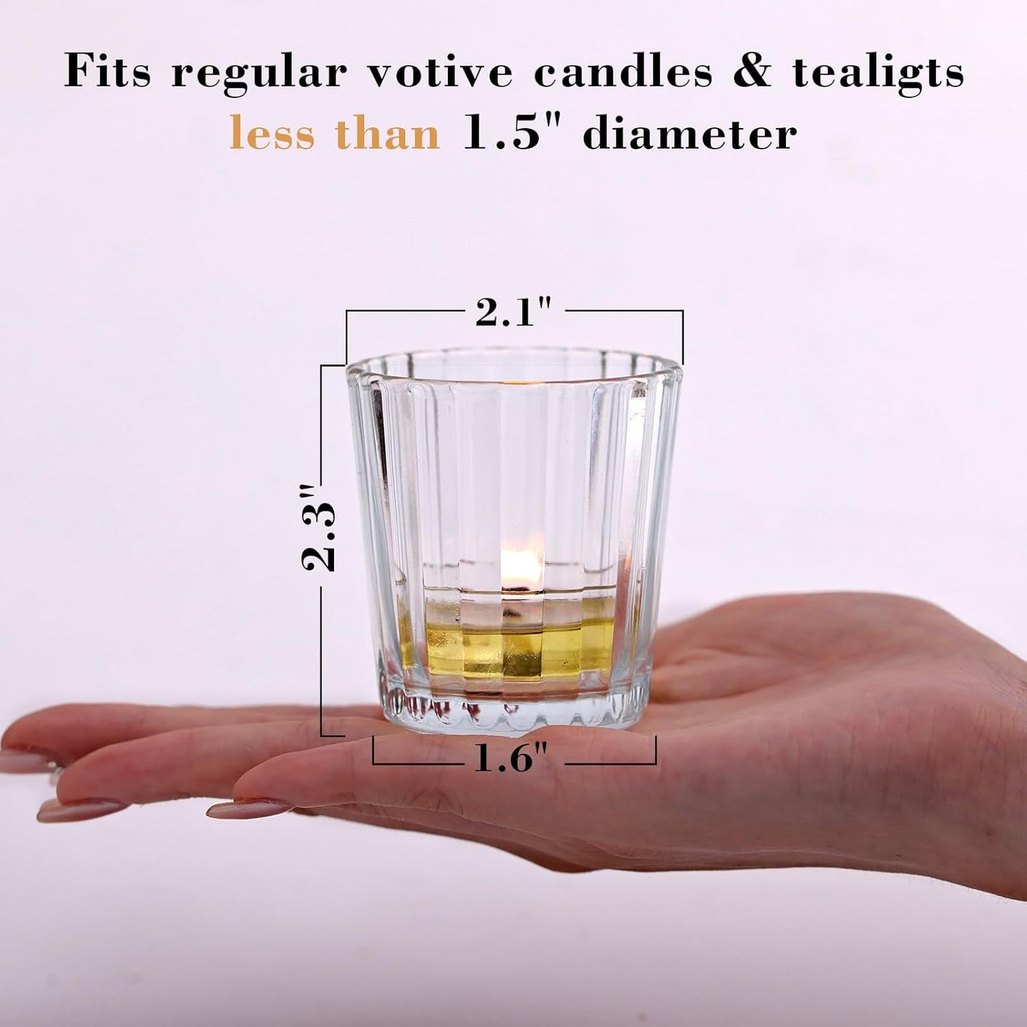 8pcs Vintage Ribbed Votive Candle Holders, Glass Candle Holder for Wedding Table Decor, Tea Lights Candle Holder for Table Centerpiece, Christmas, Holiday Decor