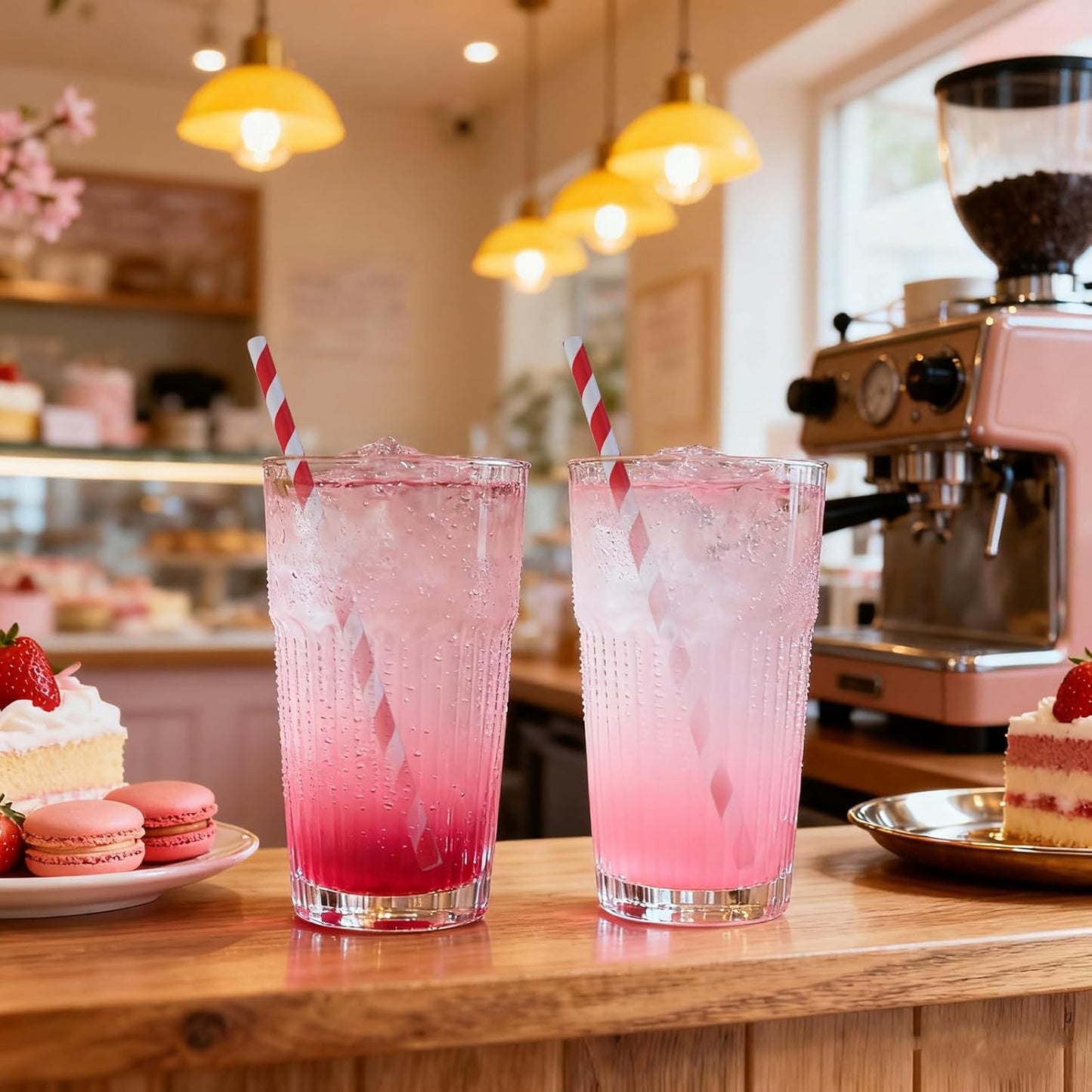 Disposable Red White Paper Straws - Striped Drinking Straws Bulk, for Party, Wedding, Cake Pops, Crafts, 7.75" x0.24"