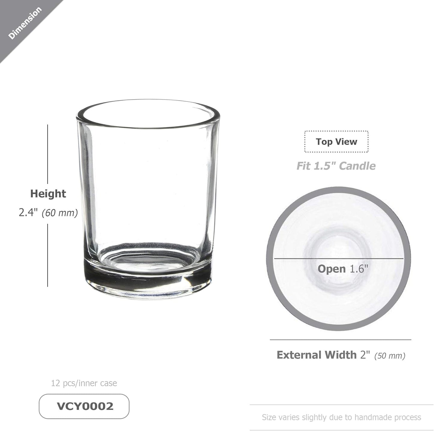 WGV Tea Light Votive Candle Holder 2x2.4, Clear Tiny Utility Cylinder Glass Vase, Small Planter Terrarium for Home Accent Decor, 24 Pieces