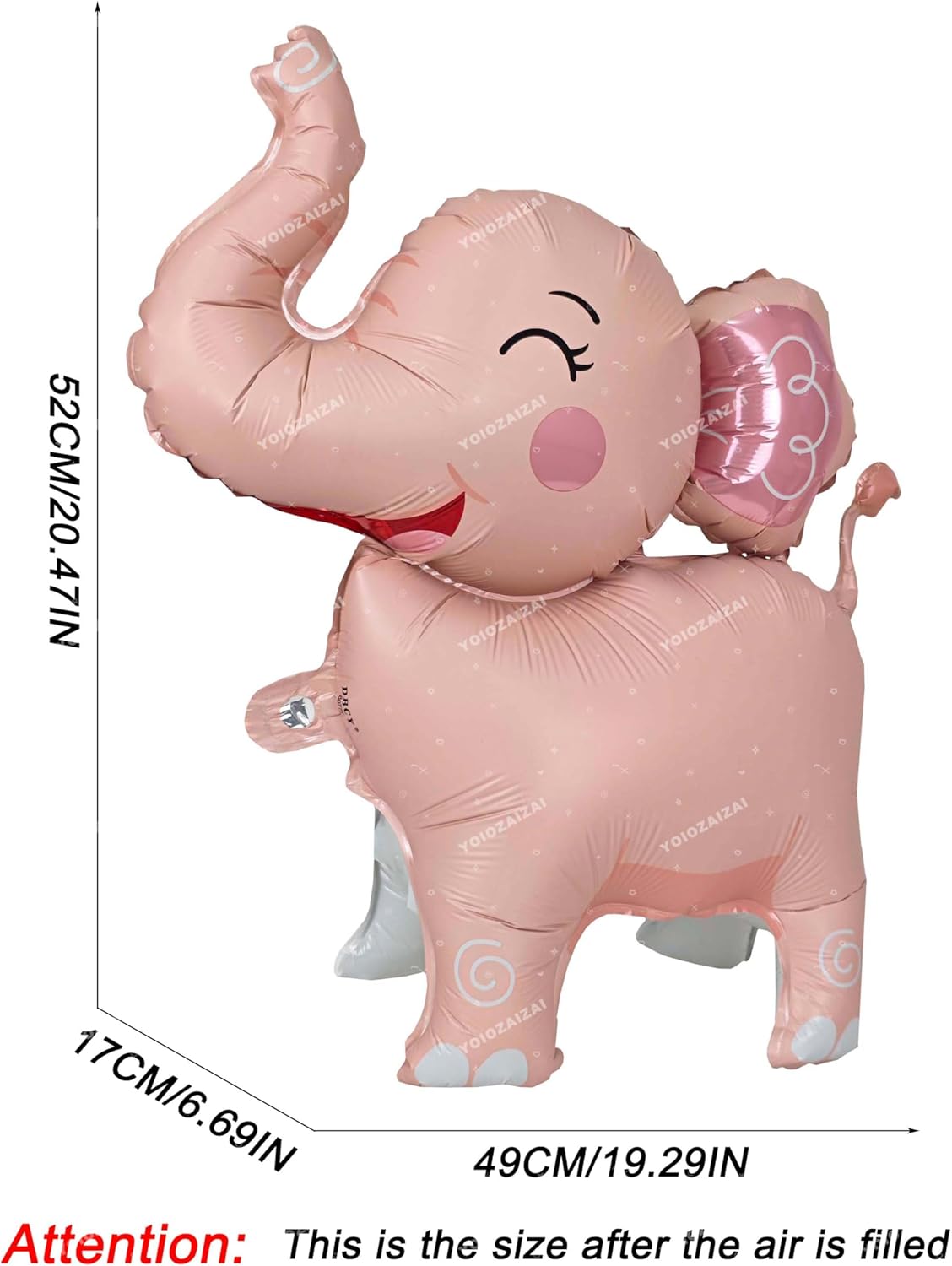 2PCS Matte self-standing elephant animal balloon 3D Jungle Large Elephant Foil Balloons For Kids safari themed birthday party gender indication baby shower Decor supplies Pink