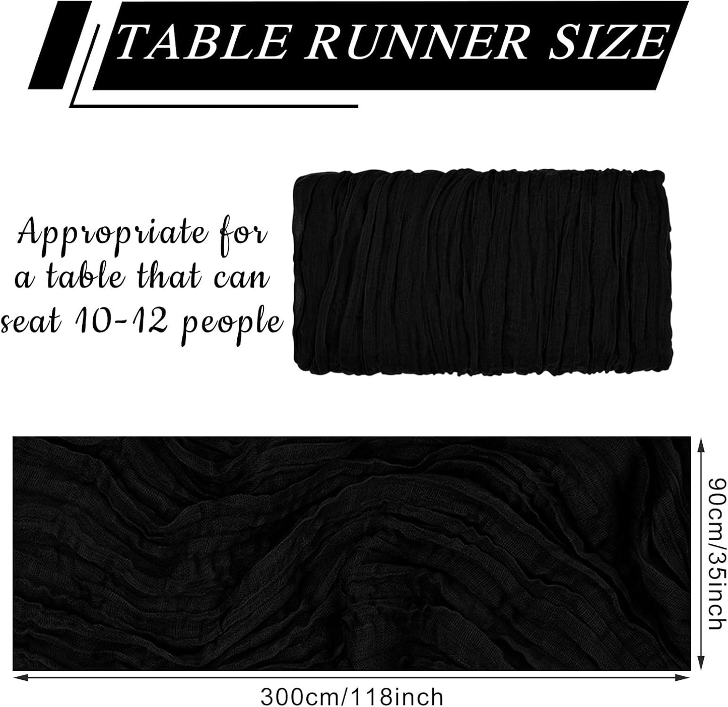 1 Pack Cheesecloth Table Runner 10Ft Christmas Gauze Boho Table Runners for Wedding Decor Bridal Shower Decorations Baby Shower Party(35" x 120")