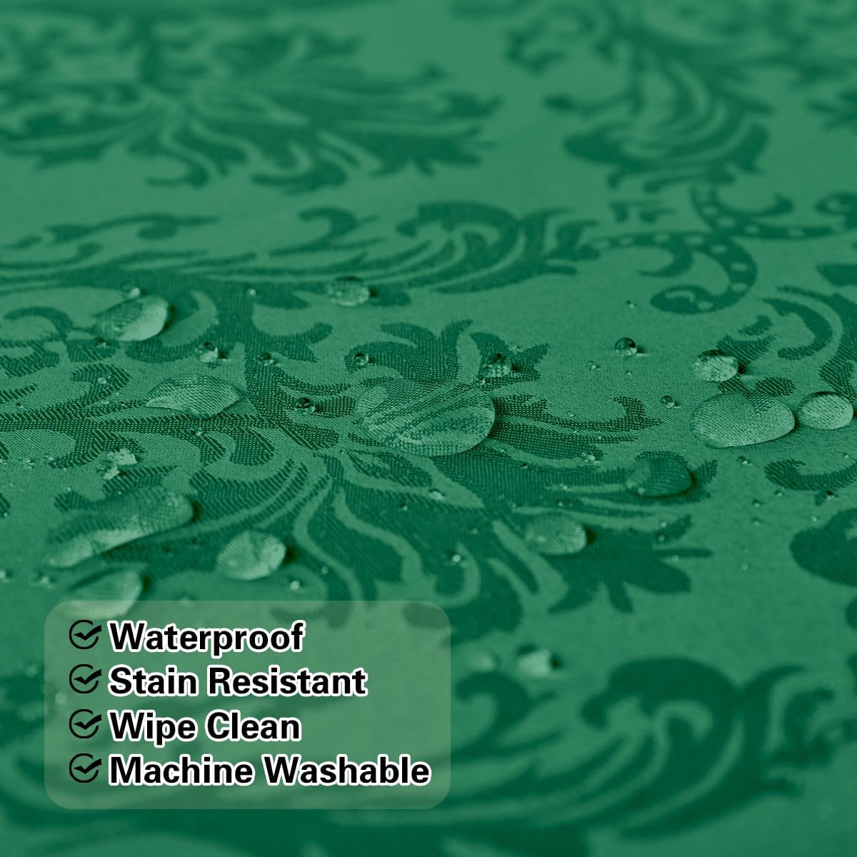 Jacquard Tablecloth Rectangle 52 x 70 Inch, Waterproof Wrinkle Free Damask Table Cloth, Soft Polyester Table Cover for Spring Dining, Easter Party, Banquet, Dinner, Green