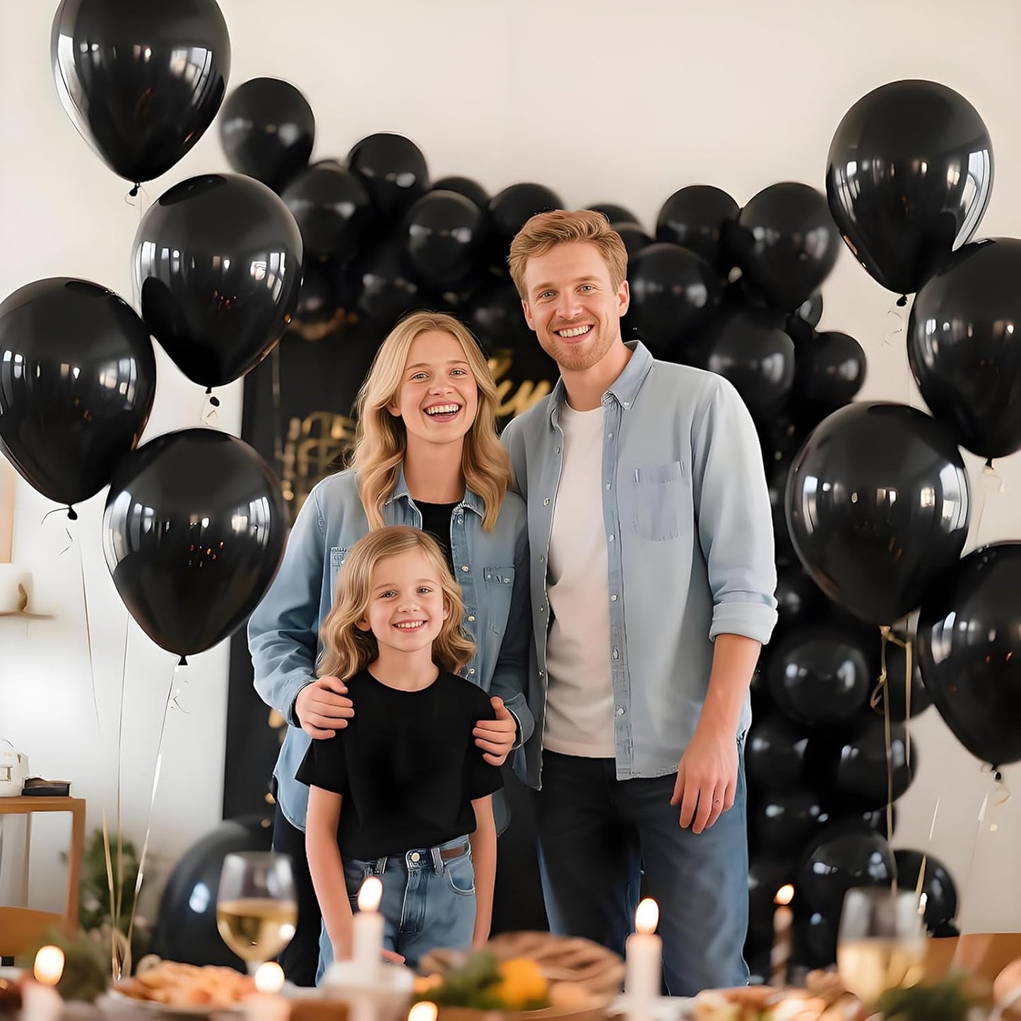 KAWKALSH Black Balloon 12 Inch, 110pcs Latex Party Balloons Helium Bright Color for Birthday Baby Shower Wedding Party Supplies Arch Garland Decoration