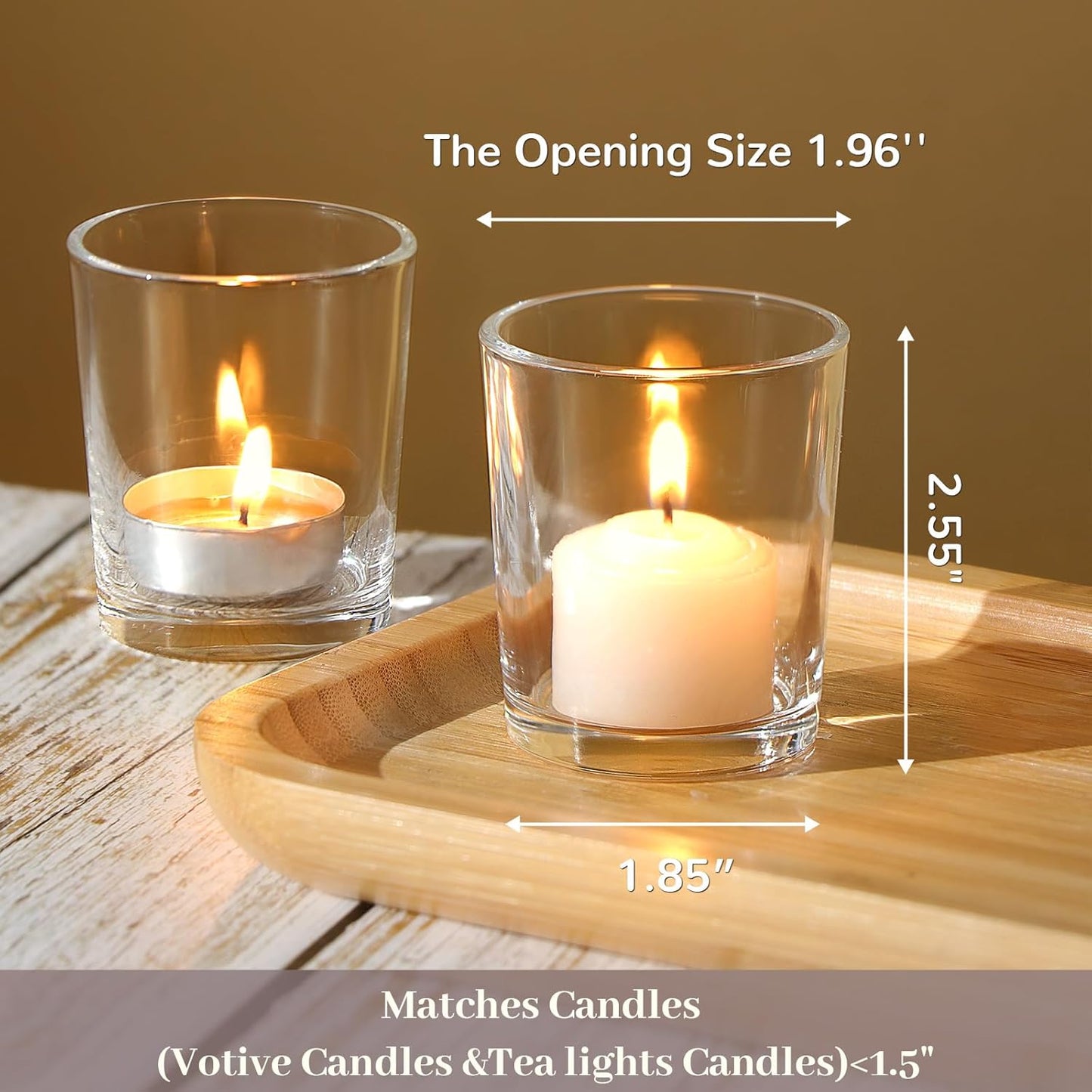 DARJEN 24Pcs Clear Votive Candle Holders- Clear Tea Lights Candle Holder, Glass Candle Holders Bulk for Wedding Centerpieces, Party Decor & Table Centerpiece
