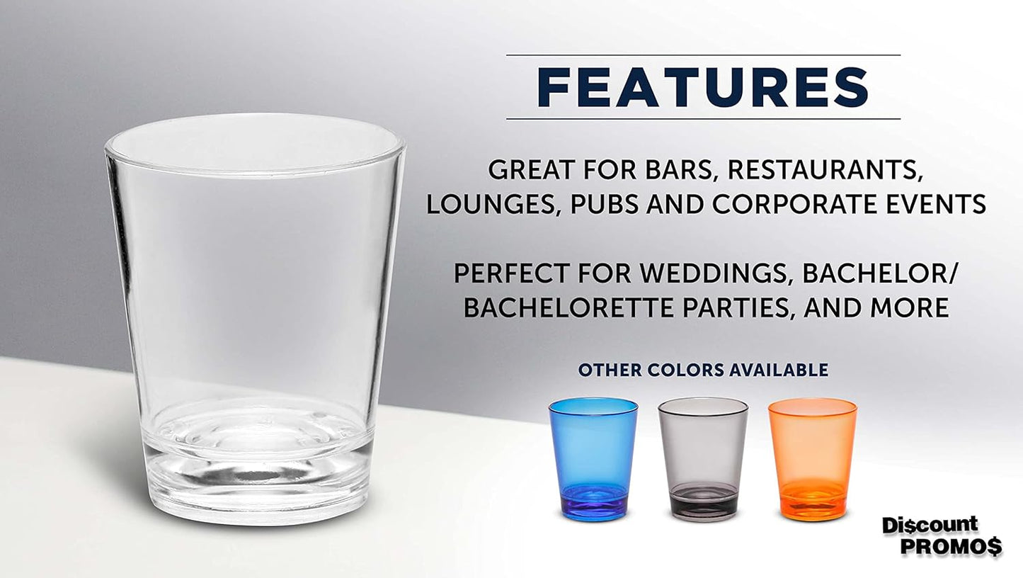 DISCOUNT PROMOS Translucent Plastic Shot Glasses 1.5 oz. Set of 10, Bulk Pack - Acrylic, Great for Wedding, Party, Birthday, Gifts - Clear