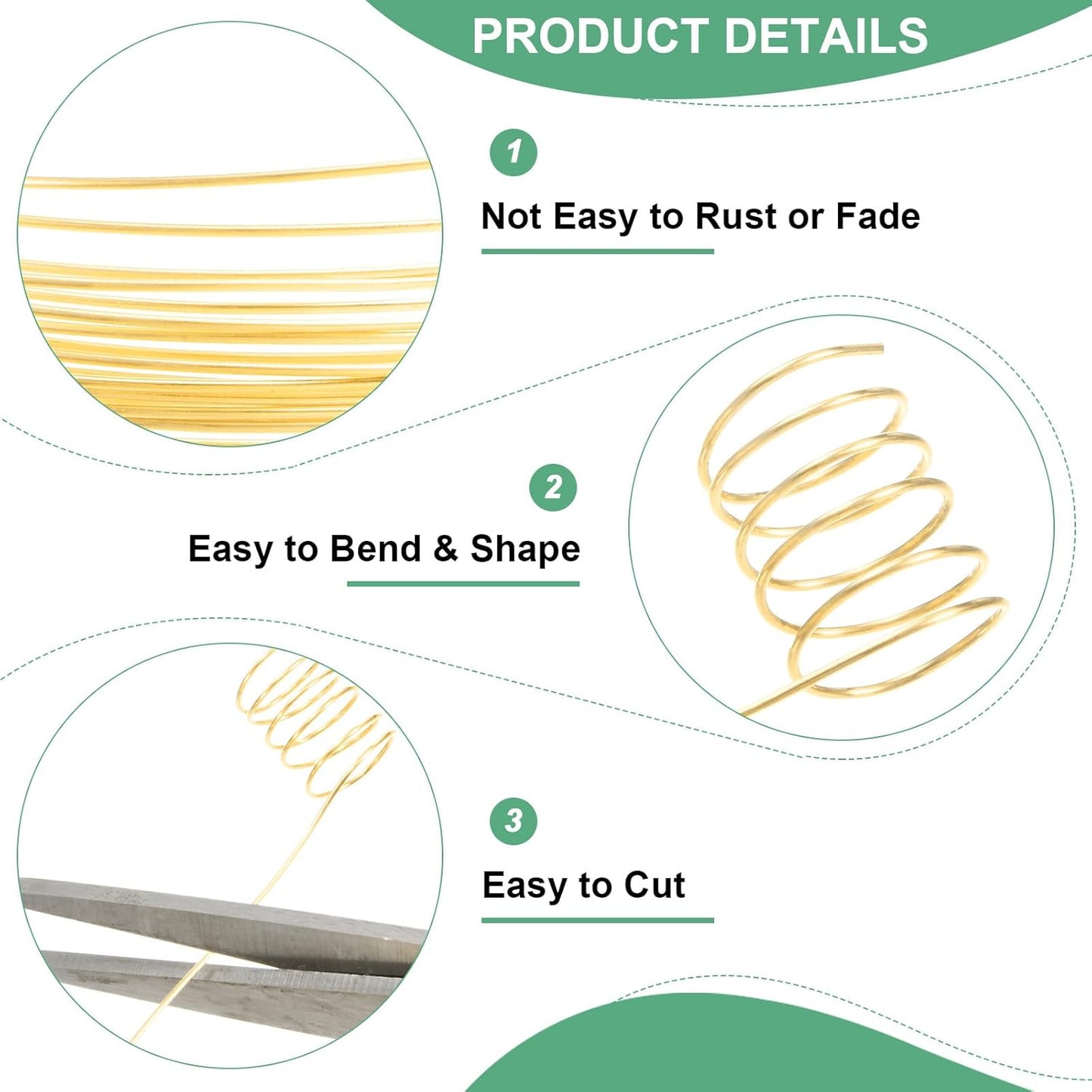 0.6 mm/22 Gauge Copper Wire for Jewelry Making, 13.1FT Copper Beading Craft Wire for Jewelry/Weaving/DIY Crafting/Planting, Color-Retaining [4M, KC-Gold]