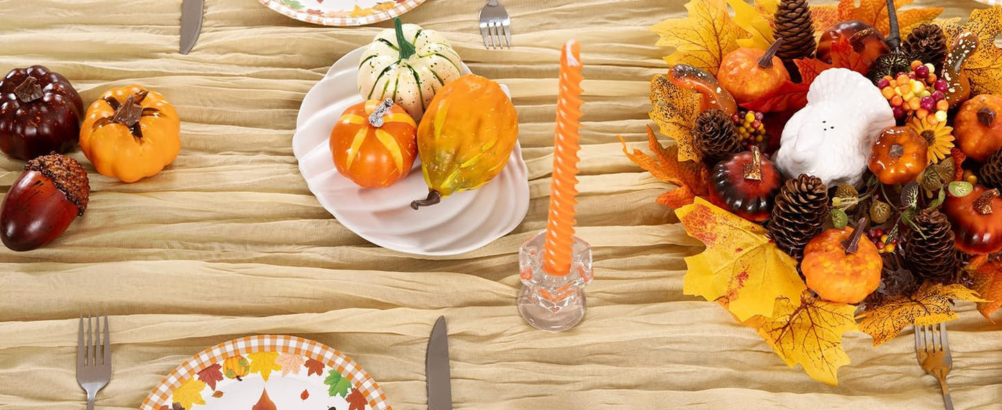 Champagne Gold Cheesecloth Table Runner 12 Pack Fall Table Runners Boho Gauze 120 Inches Champagne Cheese Cloth Fall Table Decorations for Thanksgiving Wedding Bridal Baby Shower Parties