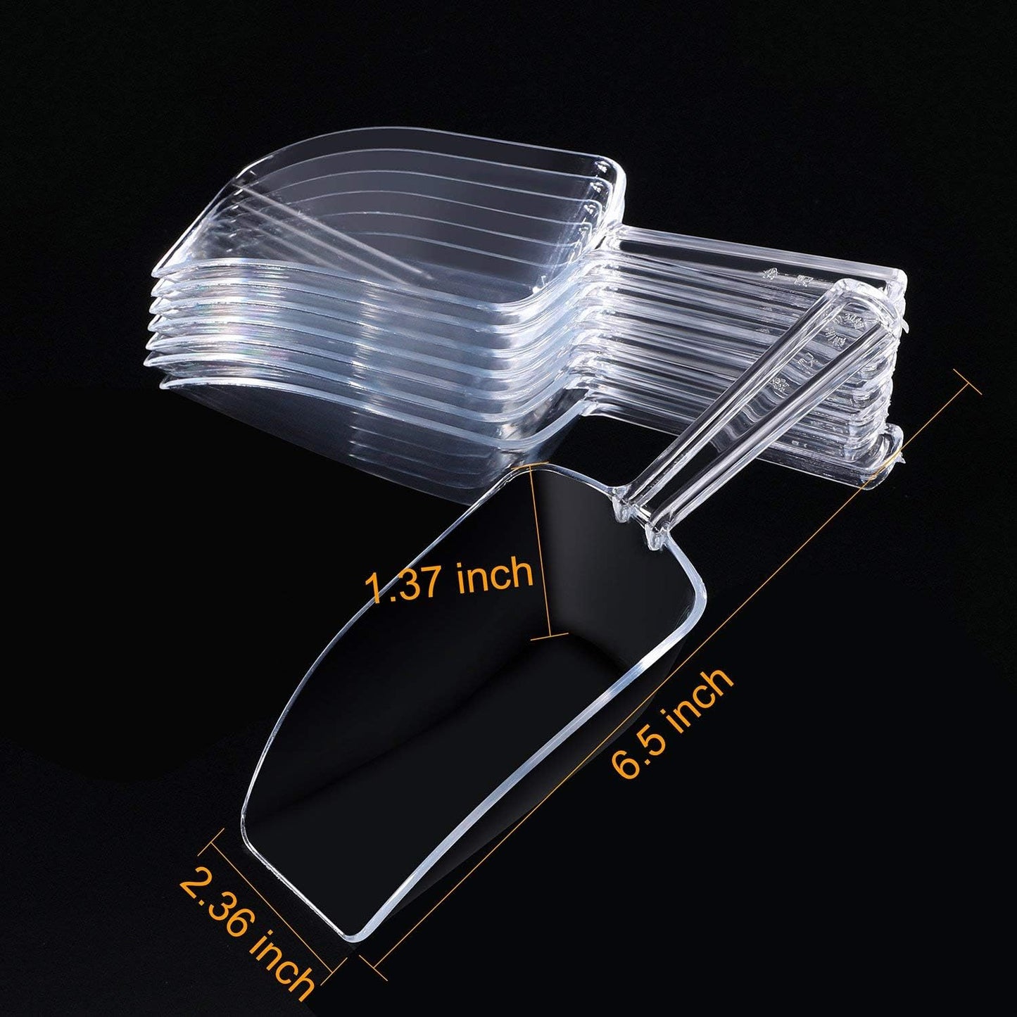 Hestya 8 Pcs Christmas Multi Purpose Clear Plastic Scoops for Candy Buffet Acrylic Kitchen Ice Food Popcorn Scoops for Protein Powders, Ice Cream, Coffee, Tea Jar (6.7 Inch)