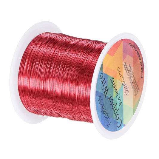 0.3mm Jewelry Wire, 28 Gauge 328FT Craft Wire Copper Beading Wire for Jewelry Making/Planting/Weaving/DIY Crafting, Soft Metal Wires [100M, Red]