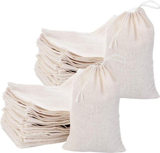 Tatuo 200 Pack Muslin Bags Burlap Drawstring sachet Bags Multipurpose Canvas Linen Pouch for Tea Jewelry Wedding Party Favors Storage
