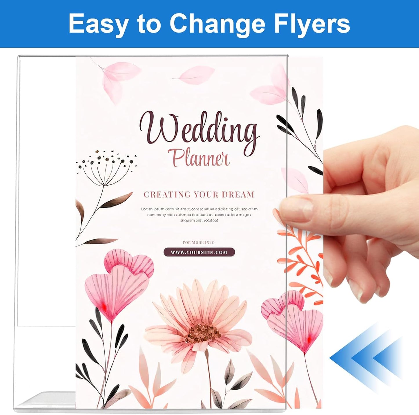 10 Pack Acrylic Sign Holder 5 x 7, L-Shape Clear Plastic Display Stand for Tabletop, Acrylic Stands for Flyers, Table Paper Holder, Vertical Sign Holder 5x7 for Restaurants, Office and School (Slant 10 Pack 5x7)