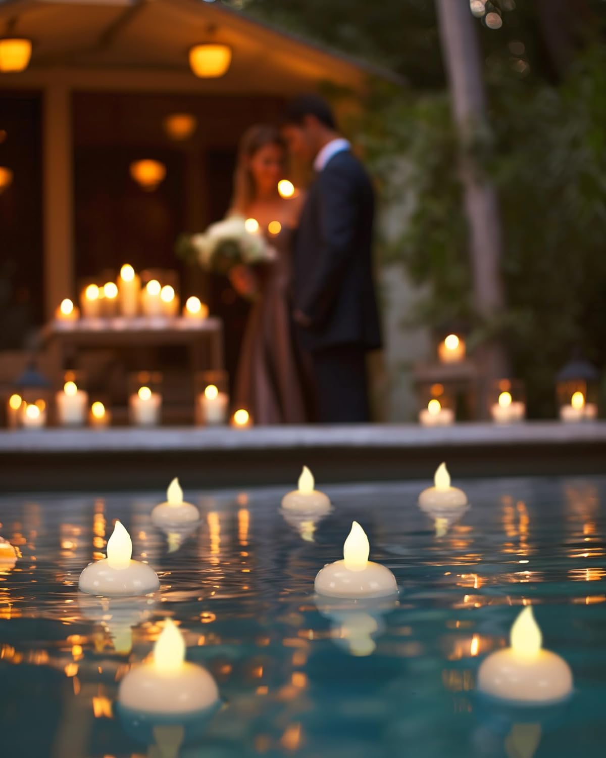 Homemory 48 Pack Waterproof Flameless Floating Tealights, Battery Flickering LED Tea Lights Candles - Wedding, Party, Centerpiece, Pool & SPA (Warm White)