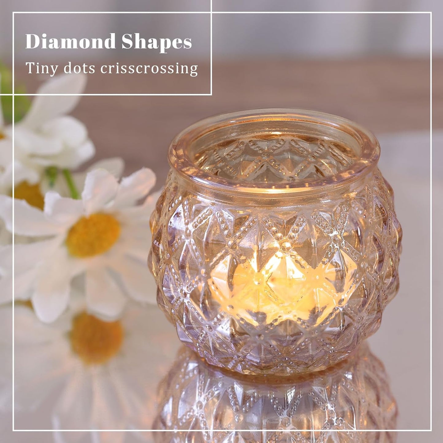 DARJEN 12Pcs Gold Glass Candle Holders - Round Tea Light Holders for Table Centerpiece, Wedding Shower, Party, Home Decor