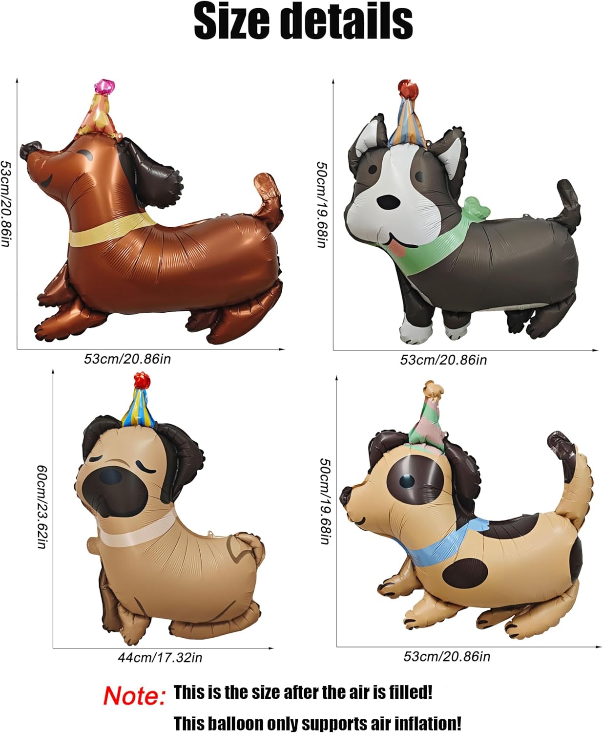 4PCS Animal Dog Birthday Balloons Cute Pet Puppy Mylar Foil Party Balloons Decoration For Kids Gift Dog Themed Birthday Baby Shower Pet Party Decorations