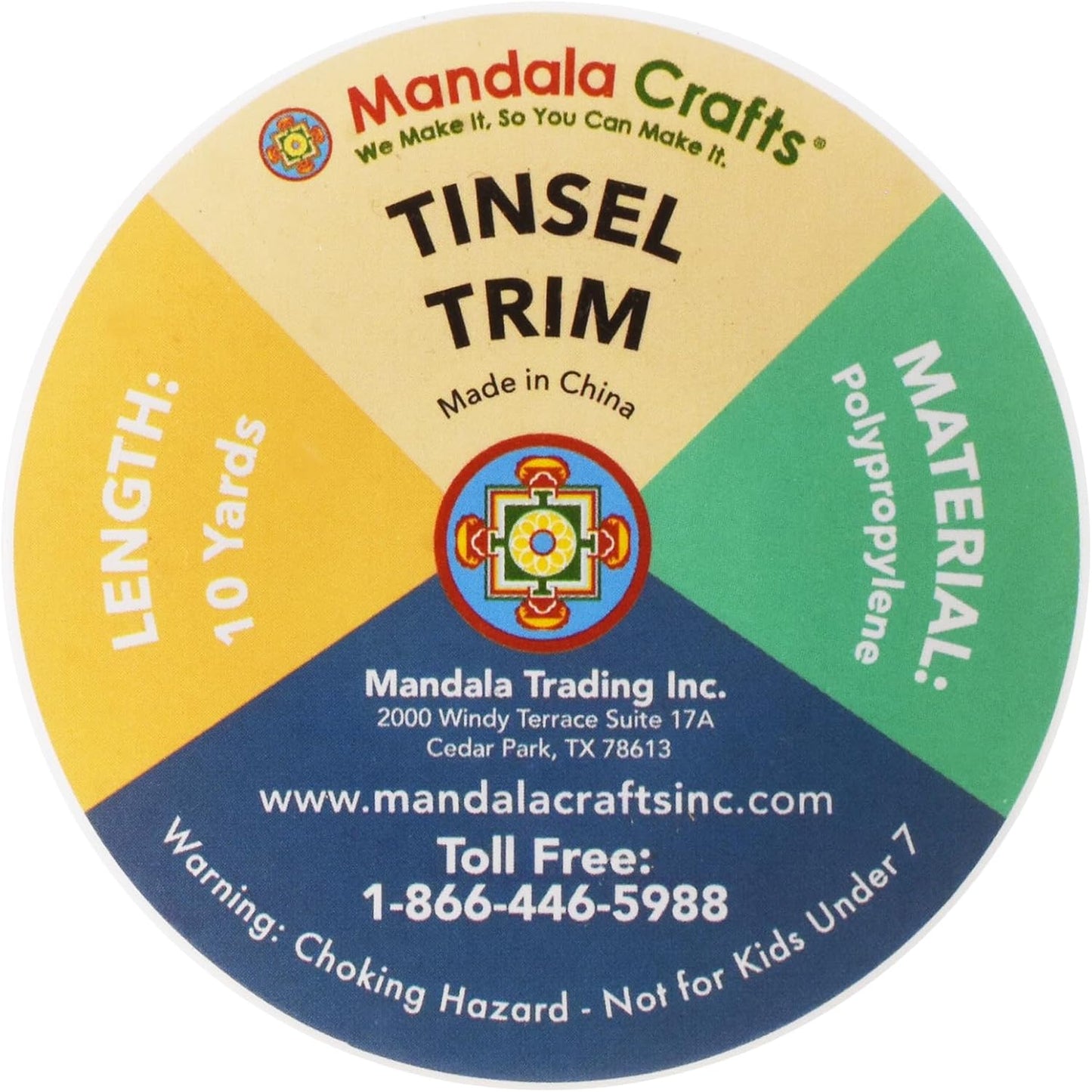 Mandala Crafts White Tinsel Garland - Thin Metallic Foil Glitter Mini Garland for Christmas Tree, Party, Wedding Decor, and Holiday Decorations