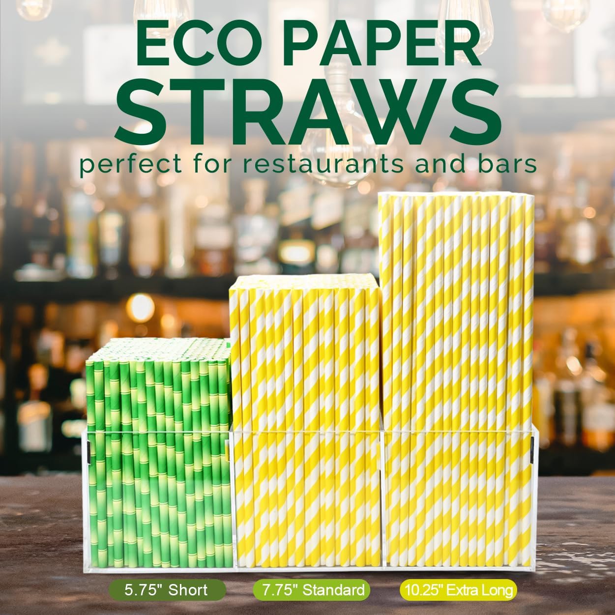 [1000 Count] Yellow Paper Drinking Straws, 7.75 Inch -Restaurant Bulk Pack