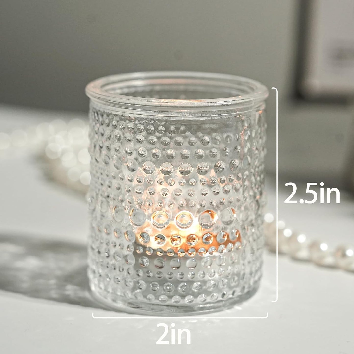 36pcs Votive Candle Holders, Clear Vintage Glass Candle Holder for Floating Candle, Tealight Candle Holder for Table Centerpieces Home Birthday Christmas Wedding Party Table Decoration (Clear)