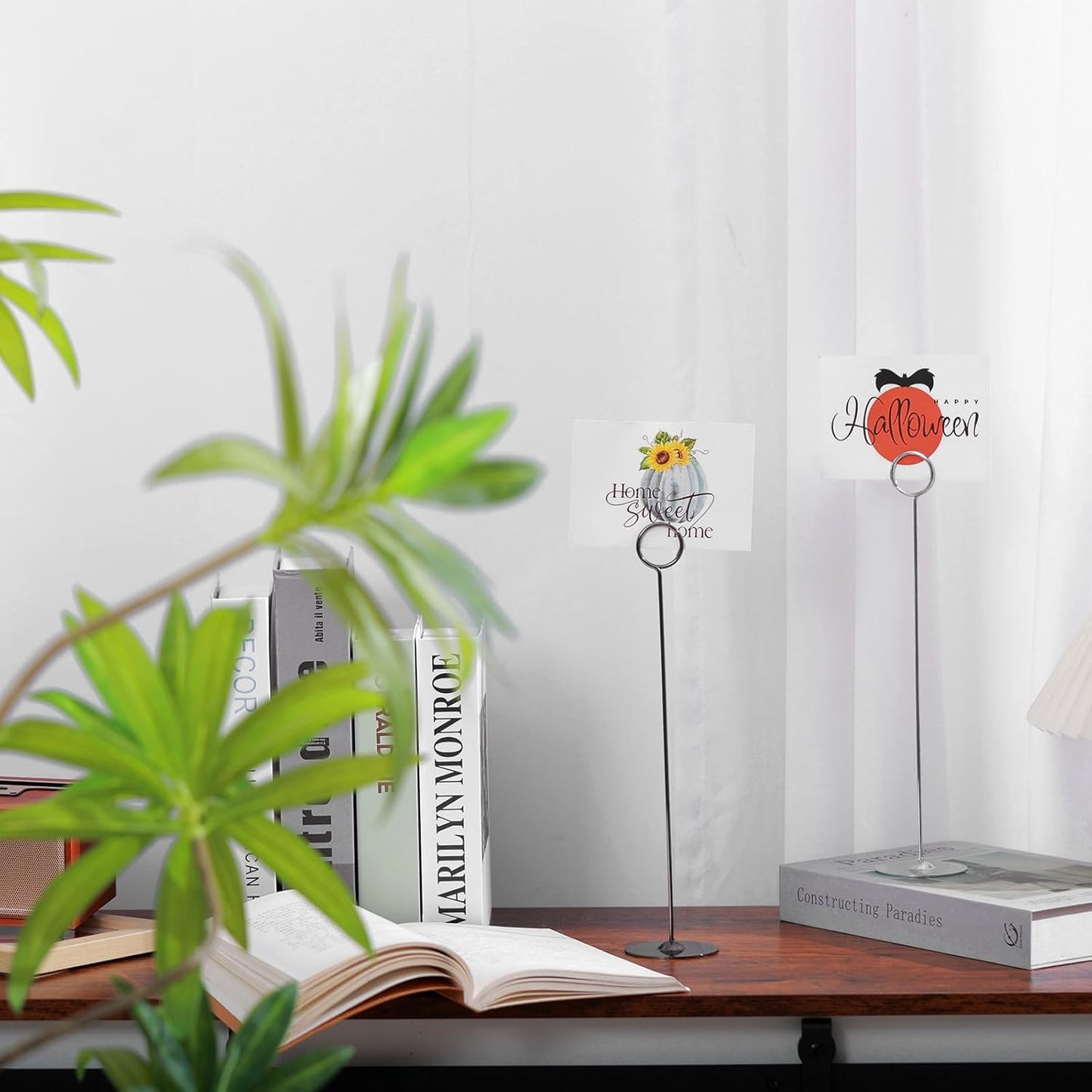 Urban Deco 24PK Table Number Holders Place Card Holders 12 Inch Table Card Holders Steel Card Holders for Photos, Food Signs, Memo Notes, Weddings, Restaurants, Birthdays (Black 24PK)