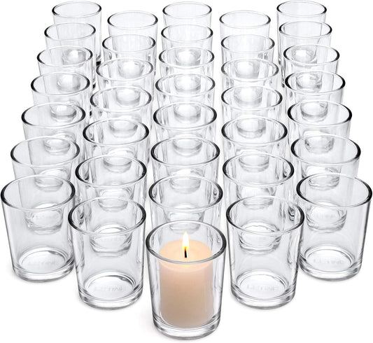 Letine 36-Pack Votive Candle Holders - Clear Glass Tea Light Holders - Glass Votive Candle Holder Bulk for Wedding Centerpieces/Home Table Decor/Propose/Christmas and Thanksgiving