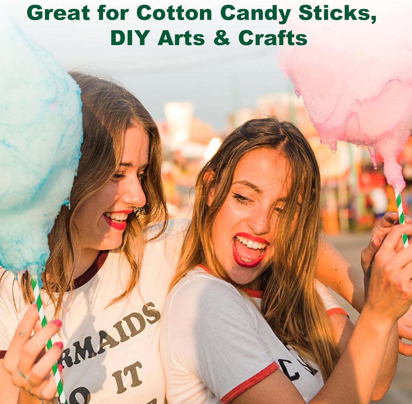 Eco-friendly 10.25 Inch Long Disposable Paper Drinking Straws 6mm Wide [100 Pack] - Green/White Striped