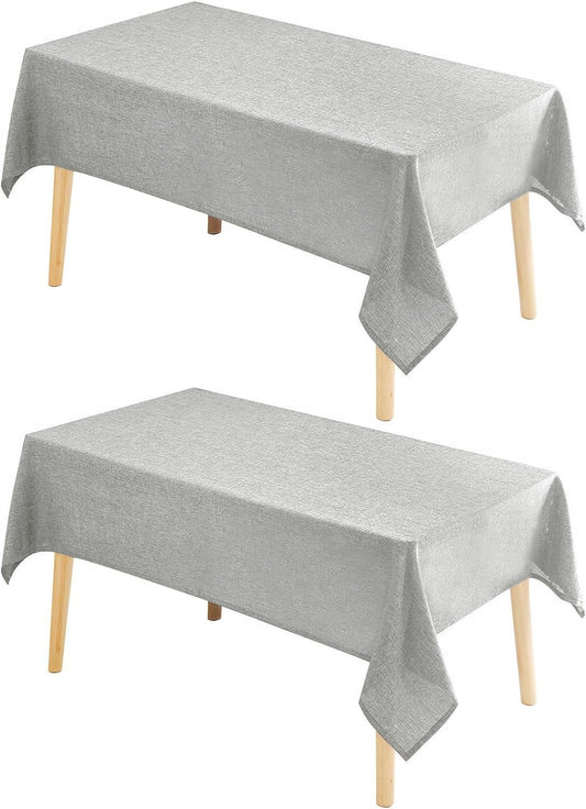 Hiasan 2 Pack Faux Linen Square Tablecloth - Wrinkle and Stain Resistant Washable Table Cloth for Kitchen Dining Room Holiday Table Cover for Party Dinner, Light Grey, 60 x 60 Inch