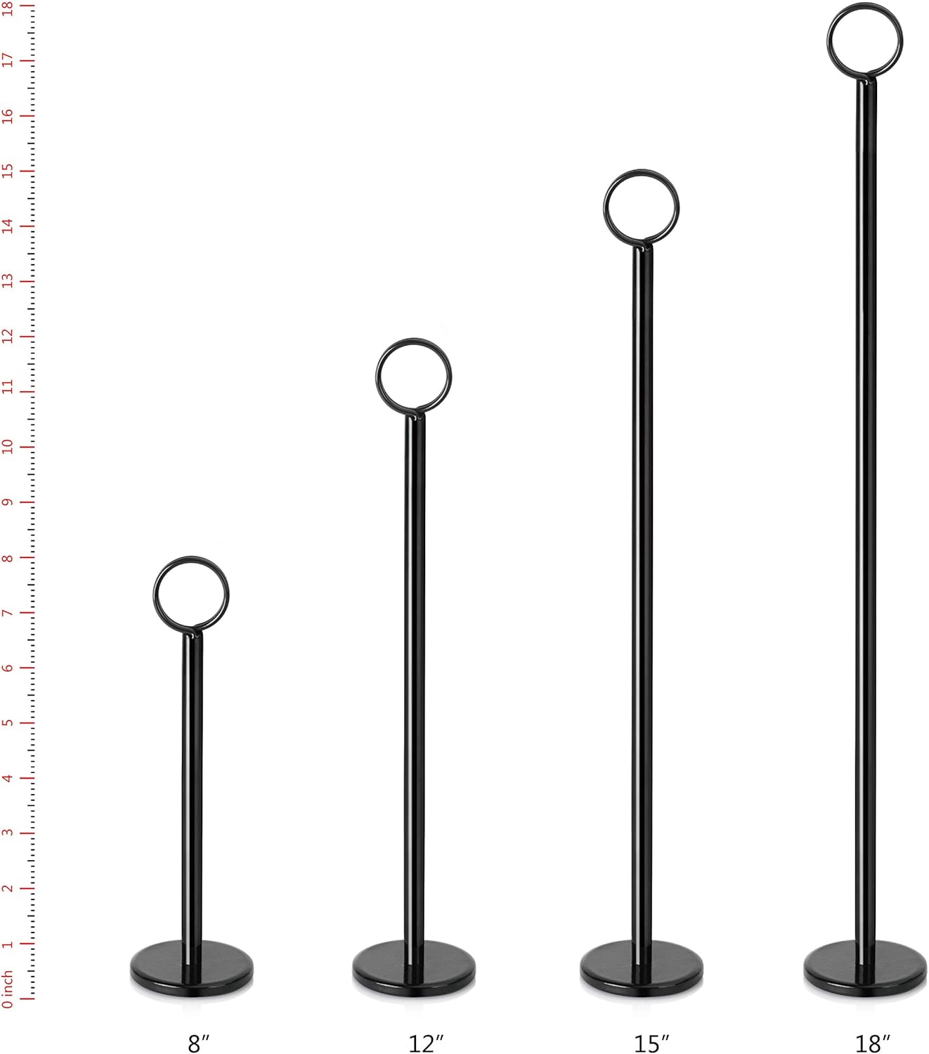 New Star Foodservice 27730 Ring-Clip Table Number Holder/Number Stand/Place Card Holder, 18-Inch, Set of 12, Black Finish